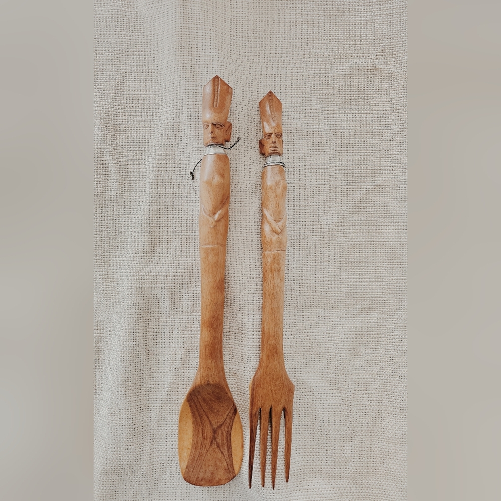 Mid-Century Handmade Wooden Utensil Set - Picture 2 of 5